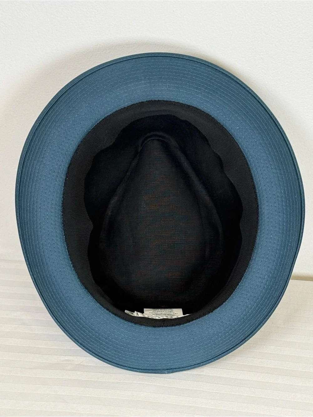 HERMES ‘Edouard’ Cotton Canvas Fedora Hat Made In France Deep Peacock Blue 58cm